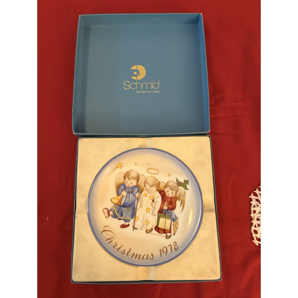 1978 Berta Hummel Schmid Christmas Plate Heavenly Trio West Germany Boxed